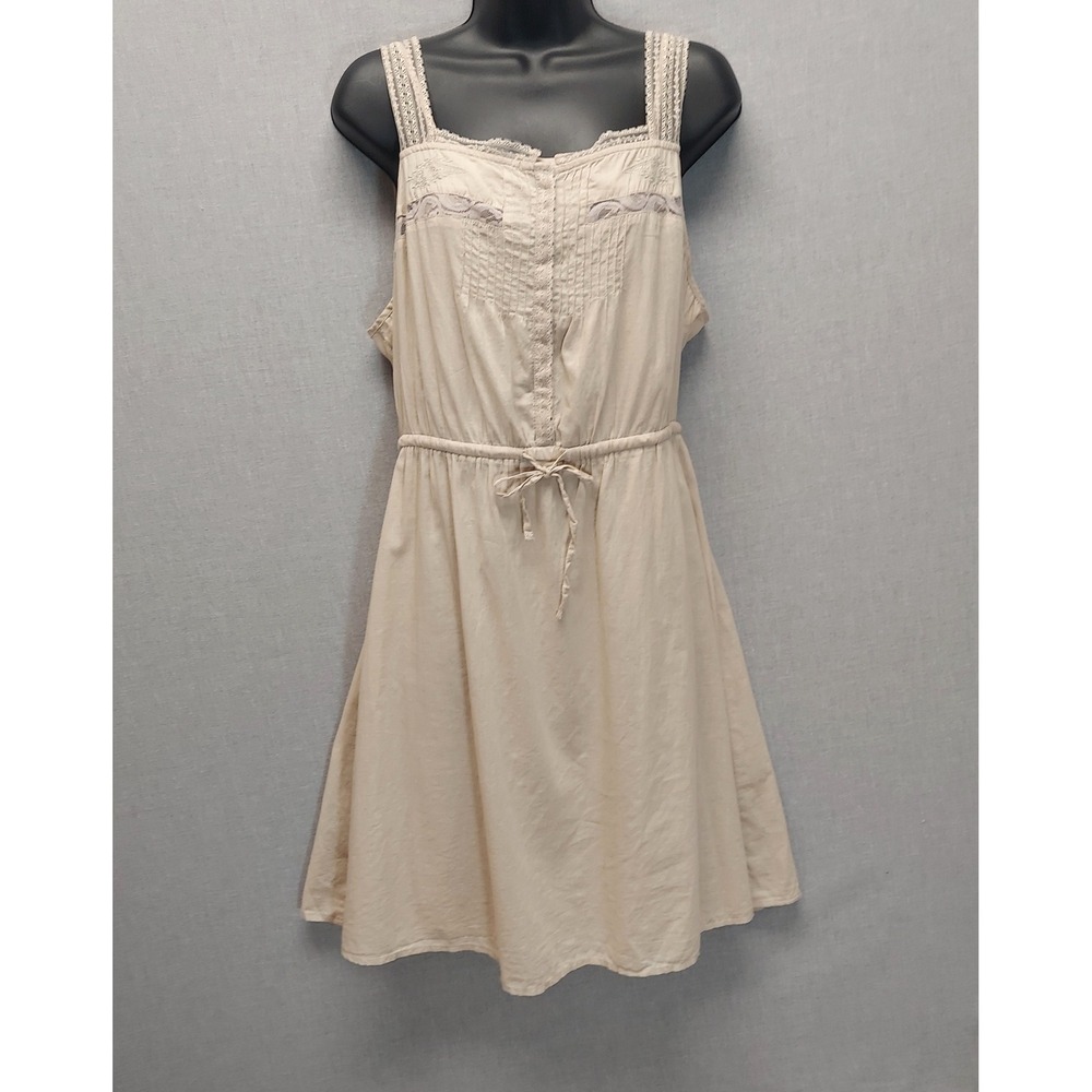 Converse One Star Boho Lace Dress XL Tan Cotton Embroidered Cottagecore Airy